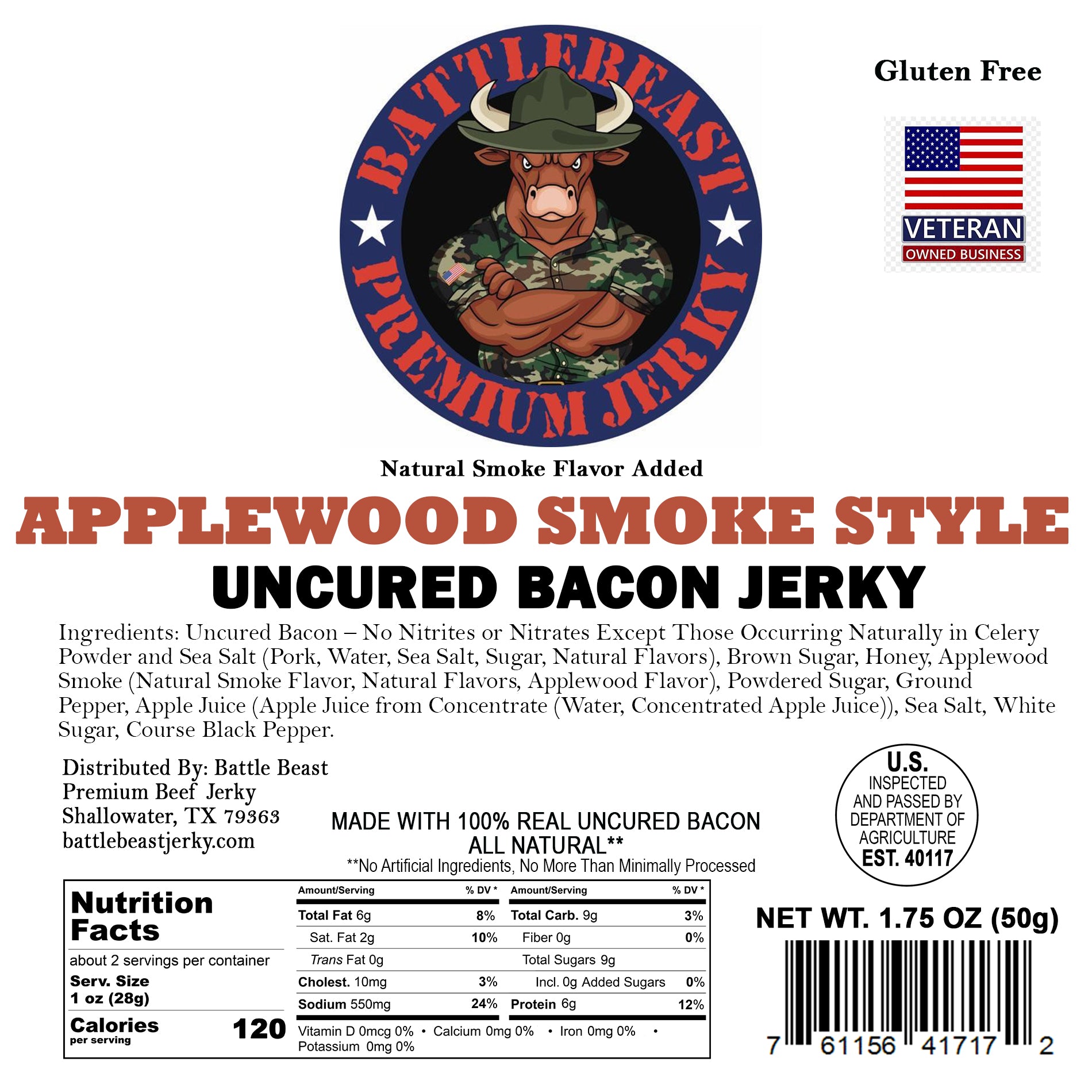 Applewood Smoke Style Uncured Bacon Jerky