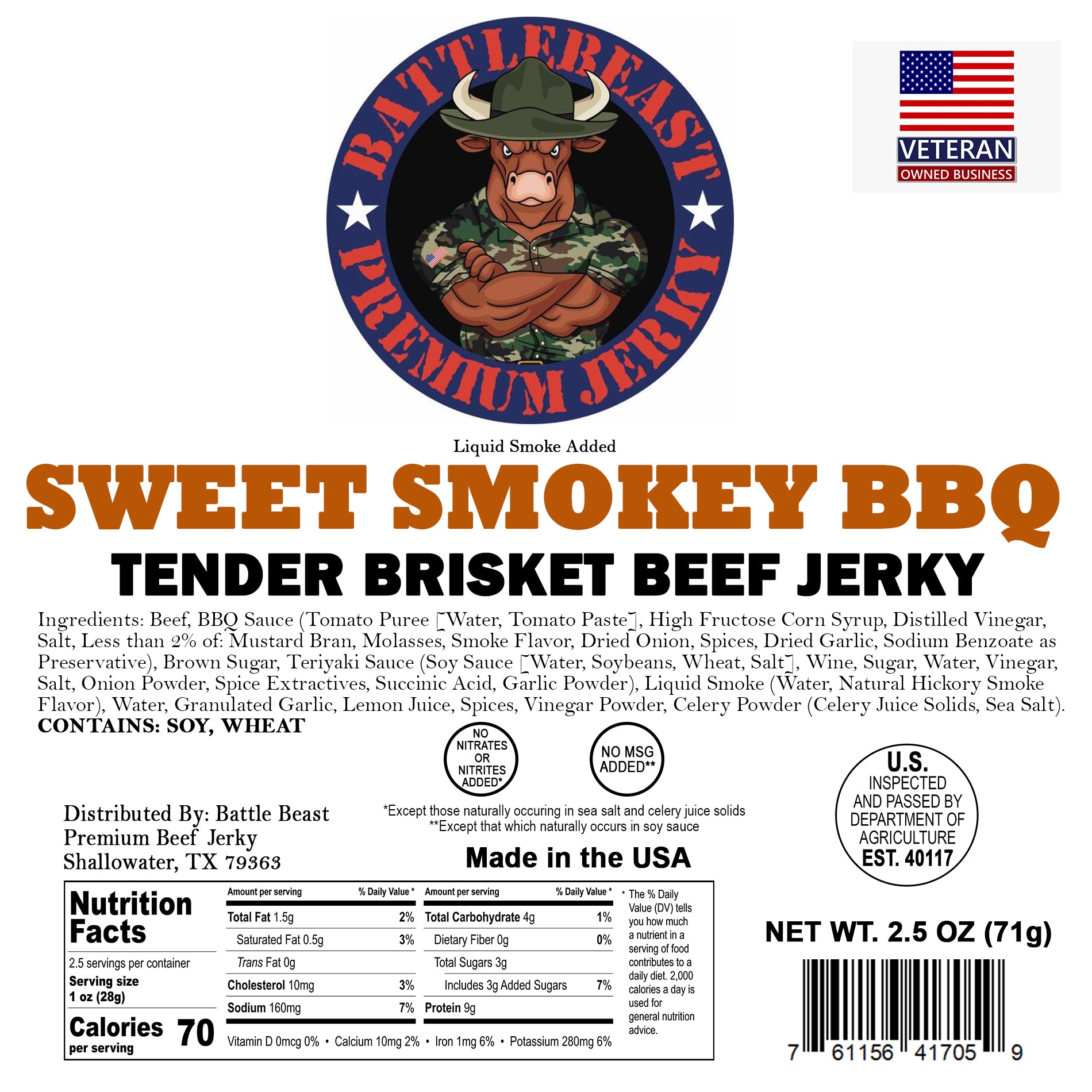 Sweet Smokey BBQ Tender Brisket Beef Jerky