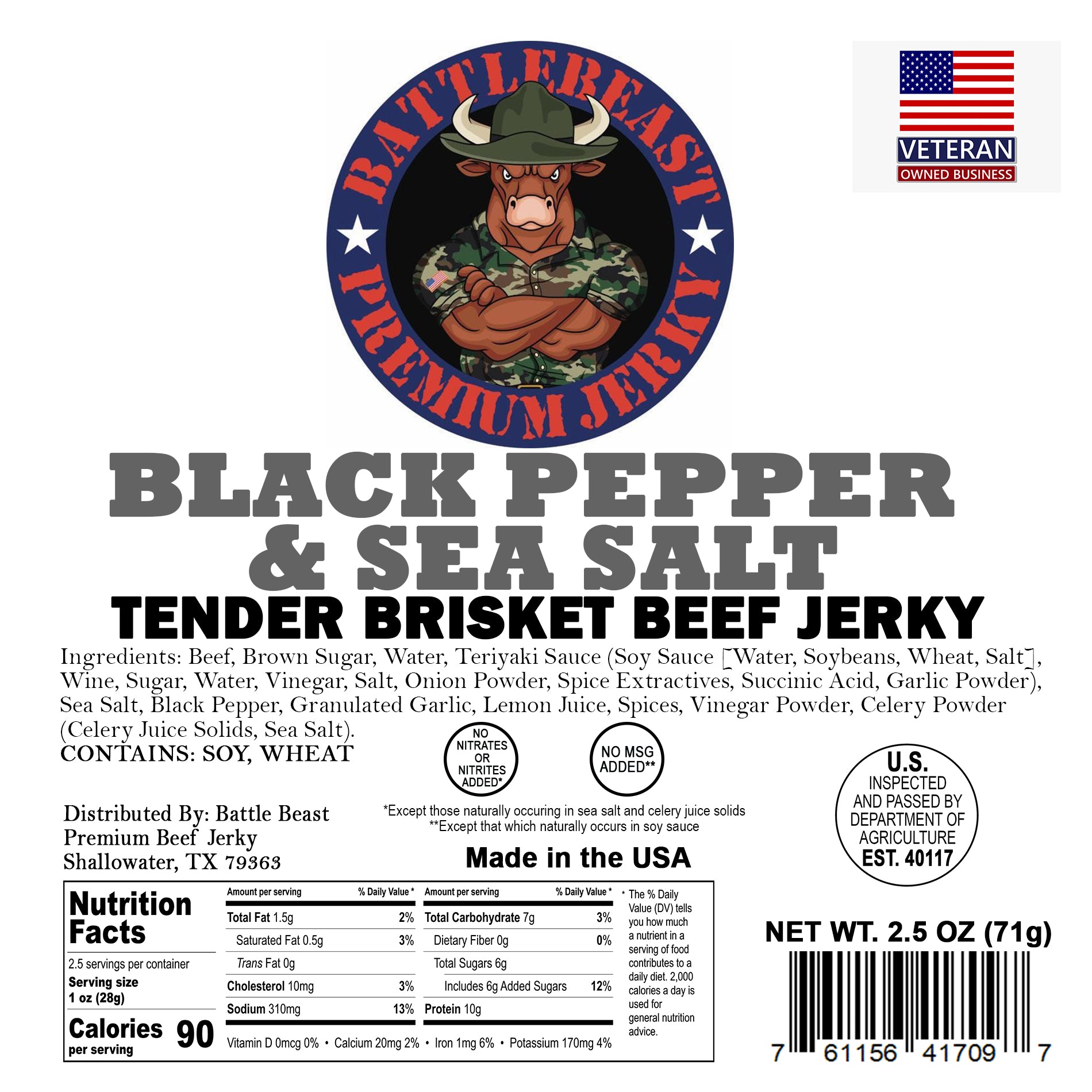 Black Pepper & Sea Salt Tender Brisket Beef Jerky