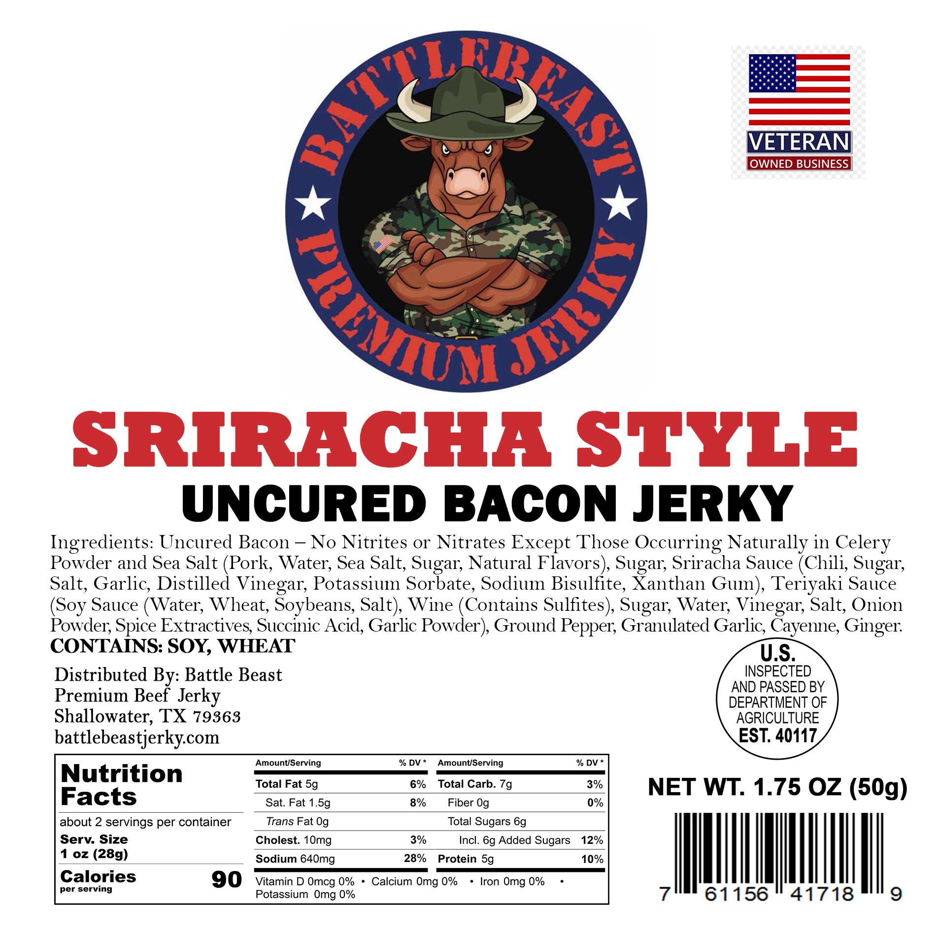 Sriracha Style Uncured Bacon jerky